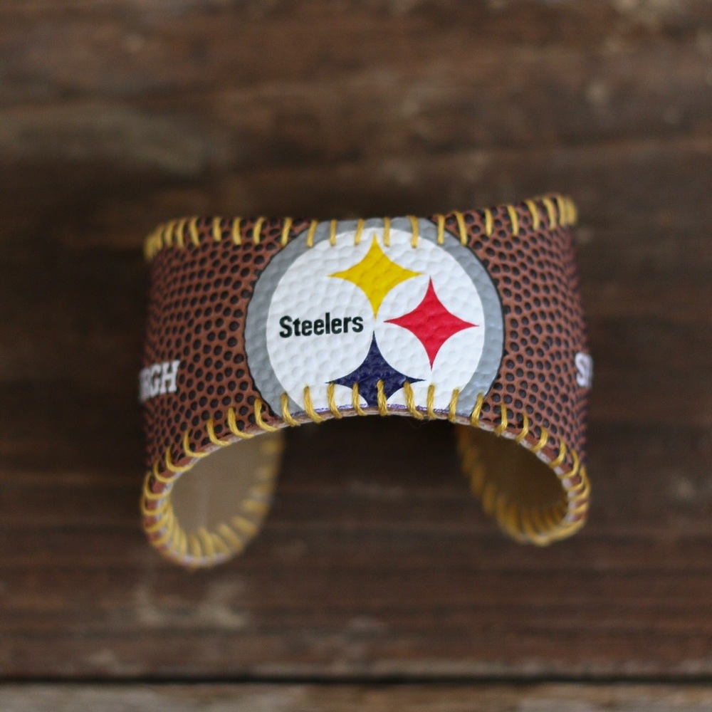 Cool Steelers Leather Football Fan Cuff Bracelet
